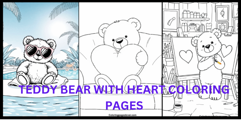 Teddy Bear with Heart Coloring Pages