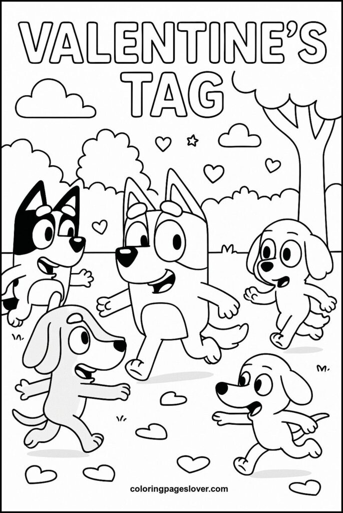 Bluey Valentines Coloring Pages 