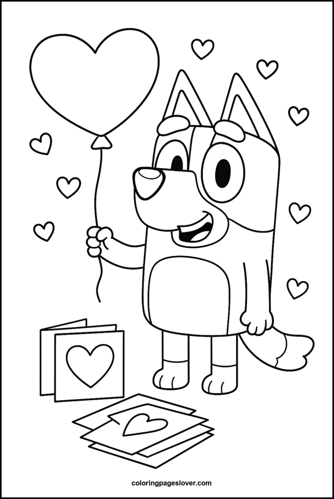 Bluey Valentines Coloring Pages 