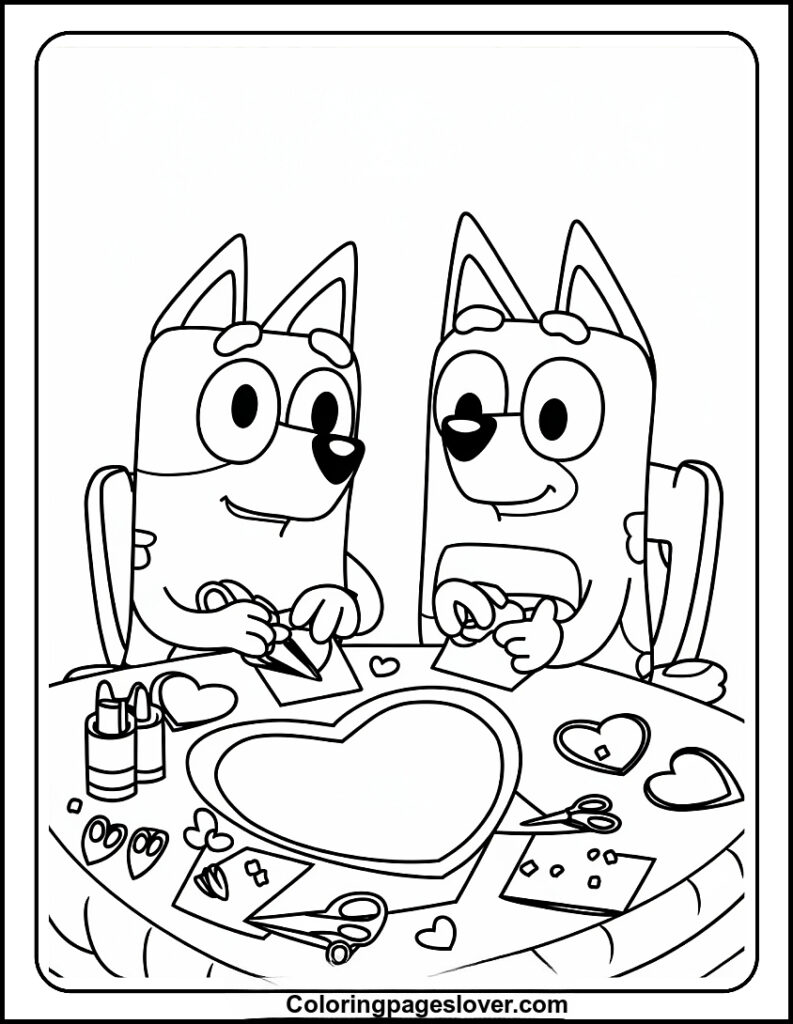 Bluey Valentines Coloring Pages 