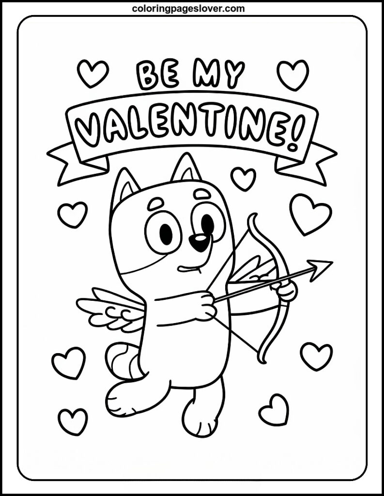 Bluey Valentines Coloring Pages 