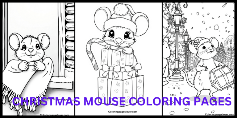 Christmas Mouse Coloring Pages