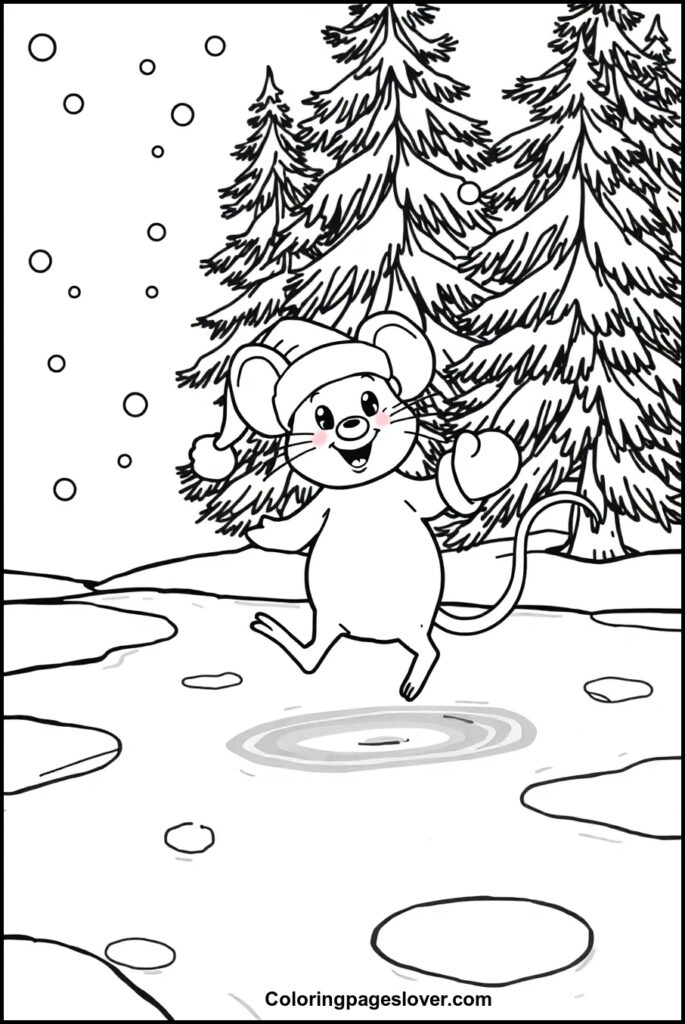 Christmas Mouse Coloring Pages