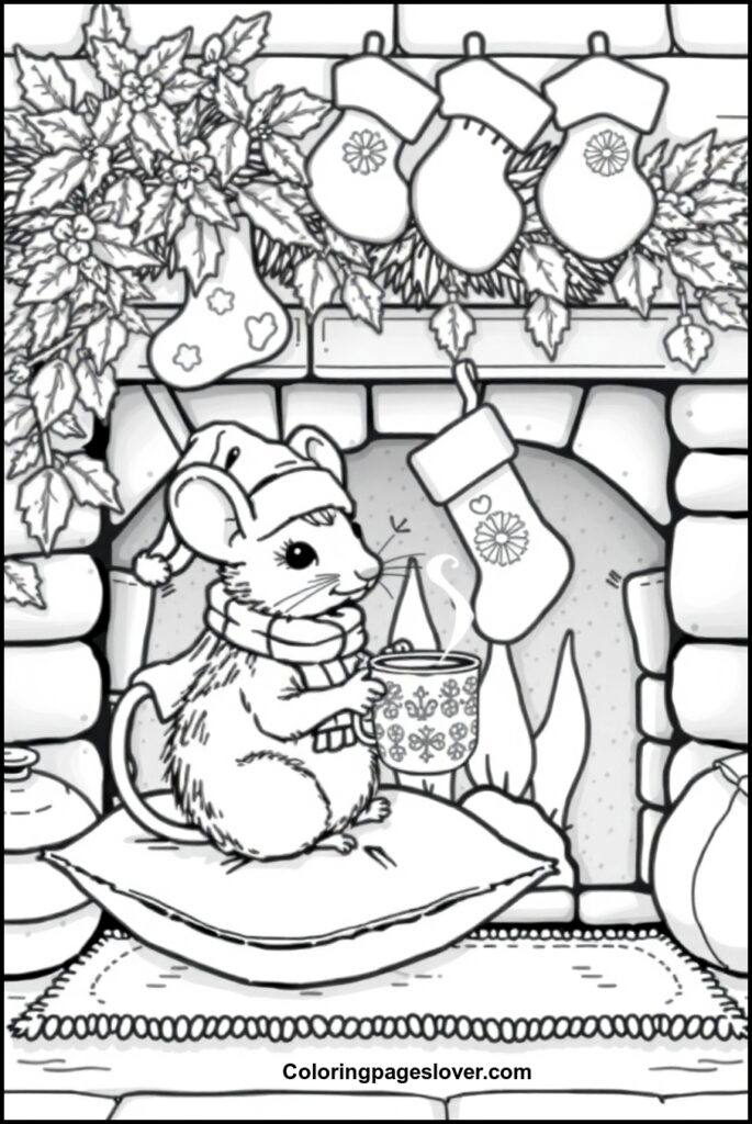 Christmas Mouse Coloring Pages