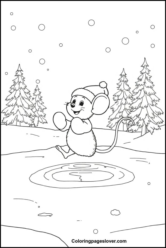 Christmas Mouse Coloring Pages