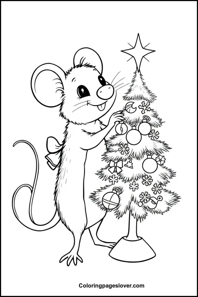 Christmas Mouse Coloring Pages