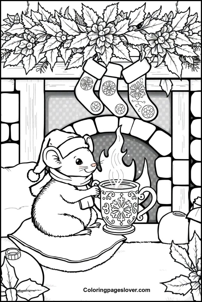 Christmas Mouse Coloring Pages