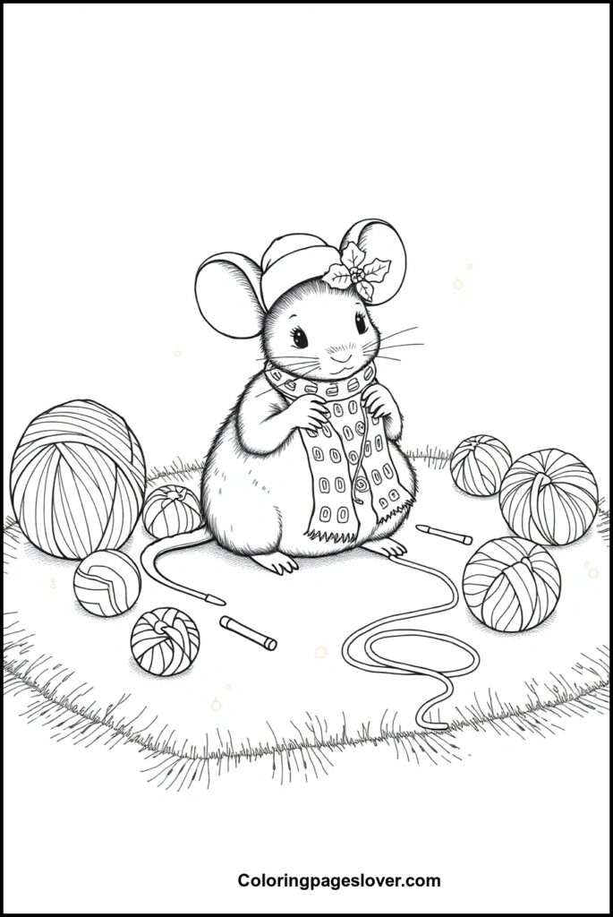 Christmas Mouse Coloring Pages