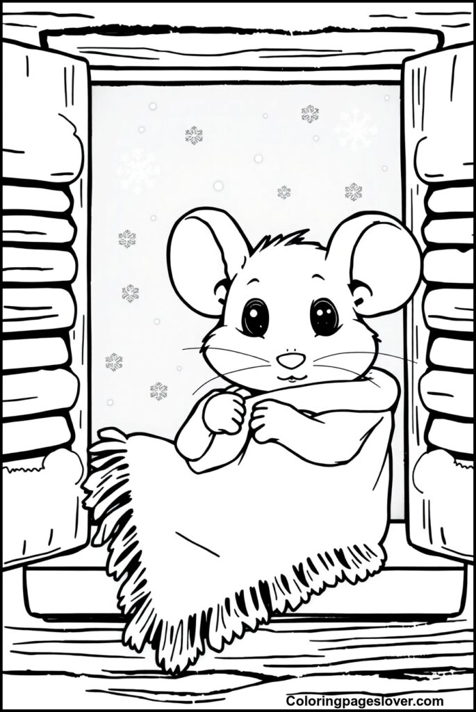 Christmas Mouse Coloring Pages