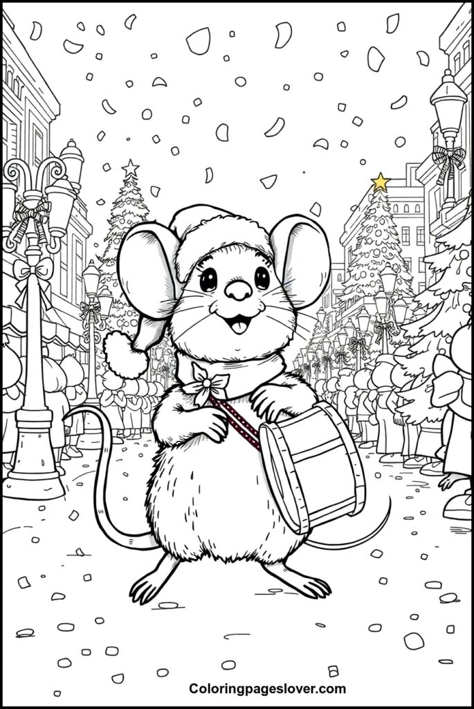 Christmas Mouse Coloring Pages