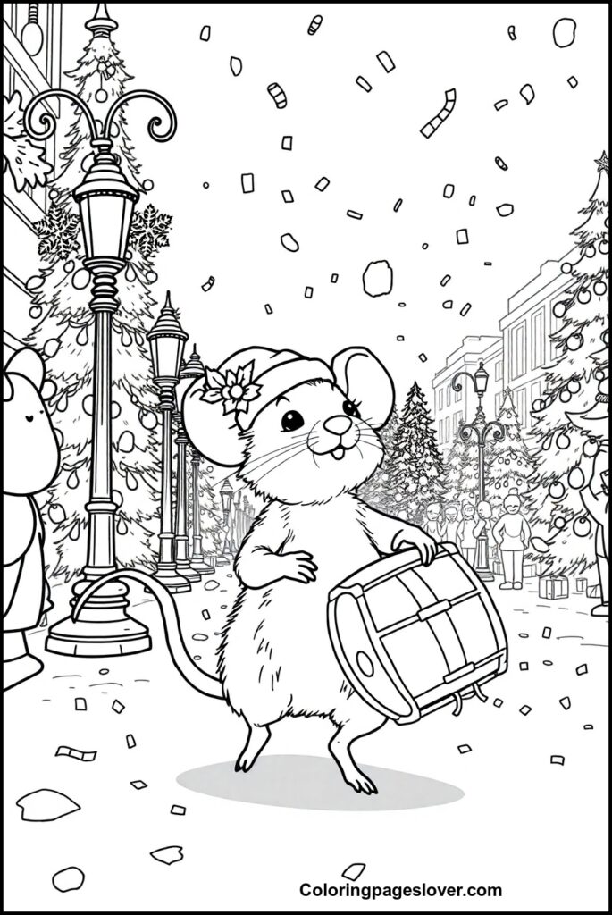 Christmas Mouse Coloring Pages
