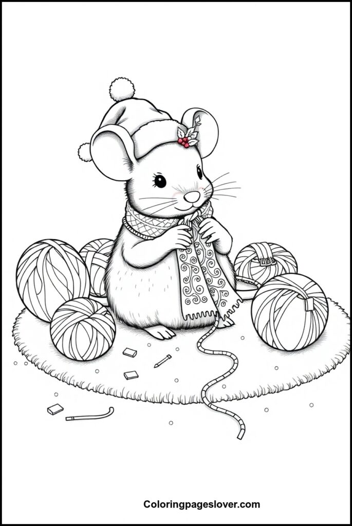Christmas Mouse Coloring Pages