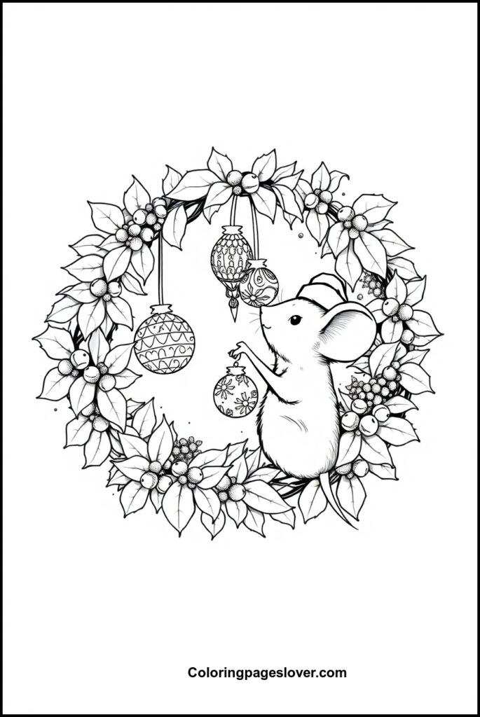 Christmas Mouse Coloring Pages