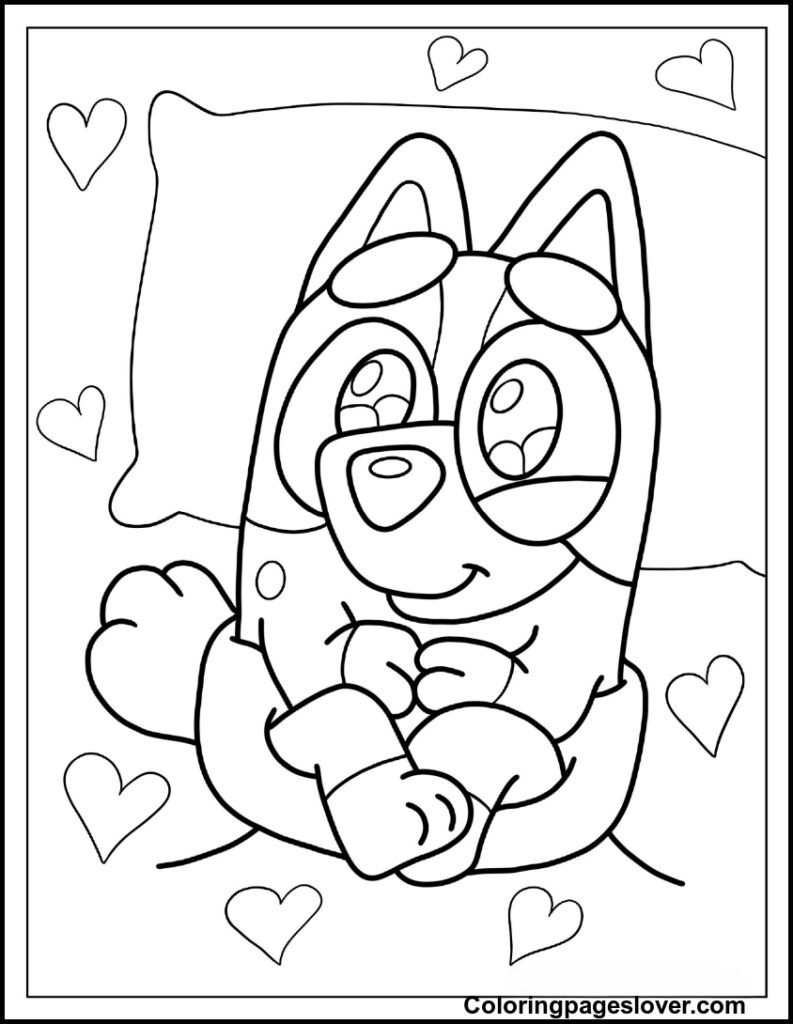 Bluey Valentines Coloring Pages 