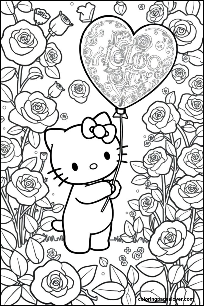 Hello Kitty Valentine Coloring Pages