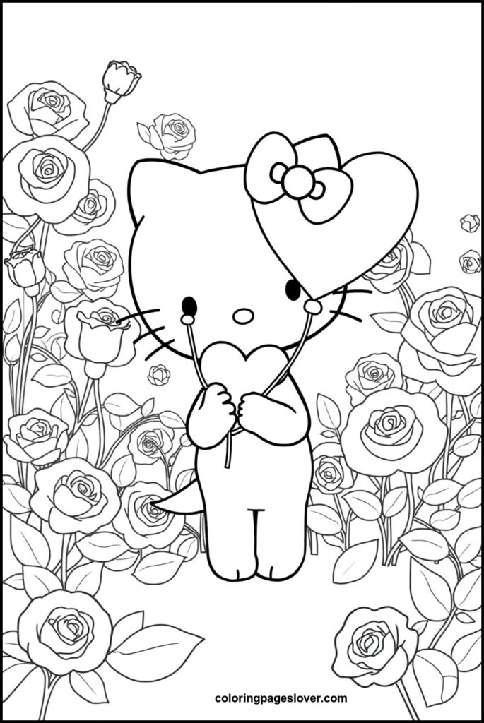 Hello Kitty Valentine Coloring Pages