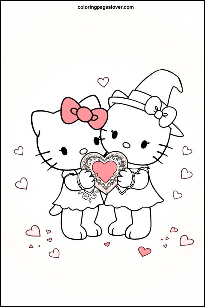 Hello Kitty Valentine Coloring Pages
