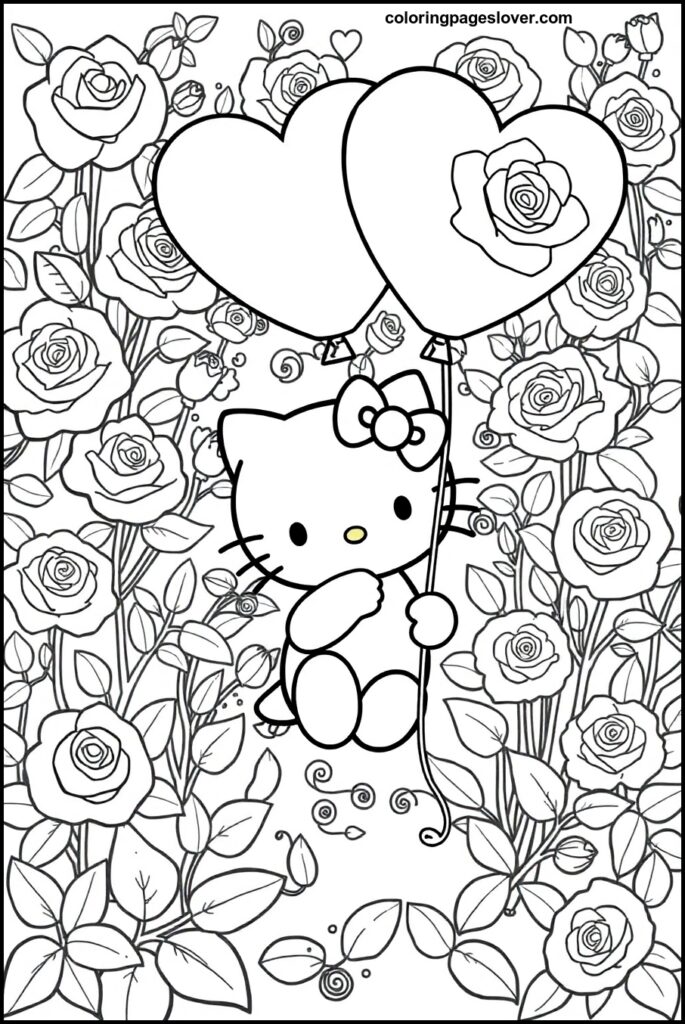Hello Kitty Valentine Coloring Pages 