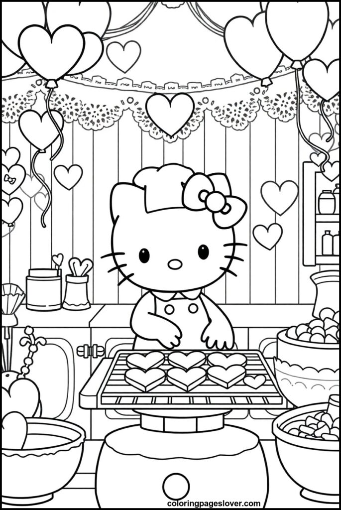 Hello Kitty Valentine Coloring Pages