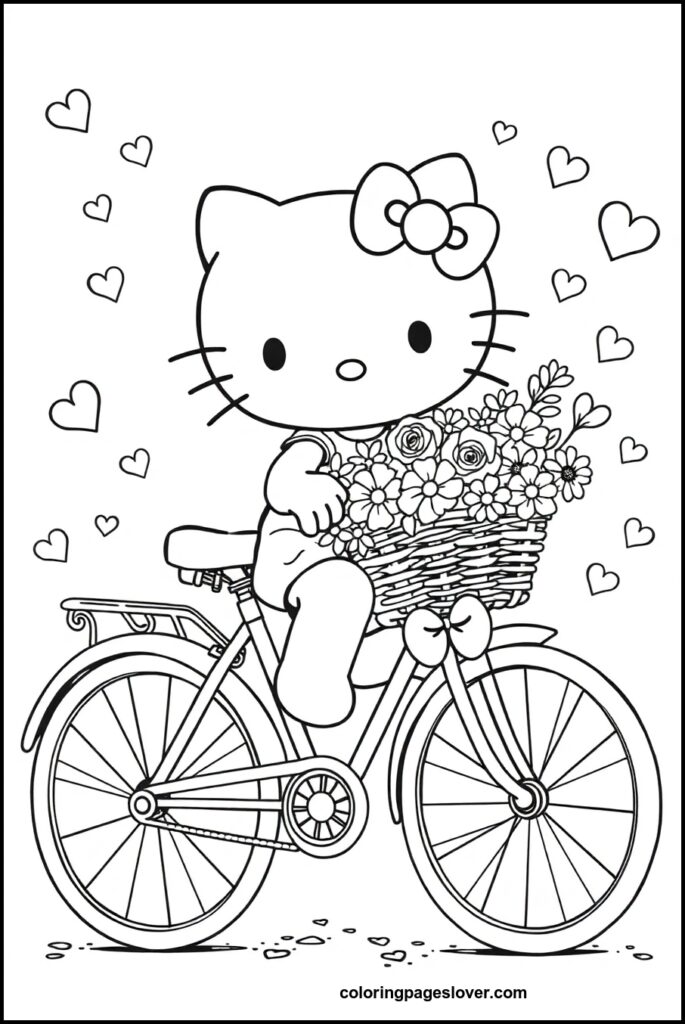 Hello Kitty Valentine Coloring Pages