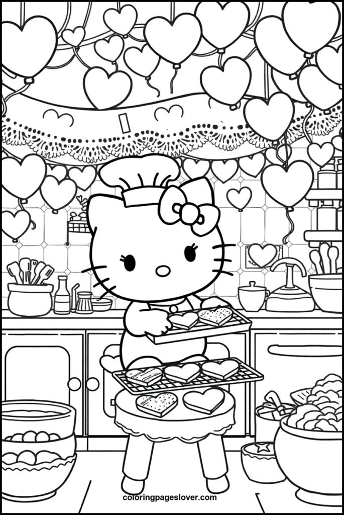 Hello Kitty Valentine Coloring Pages