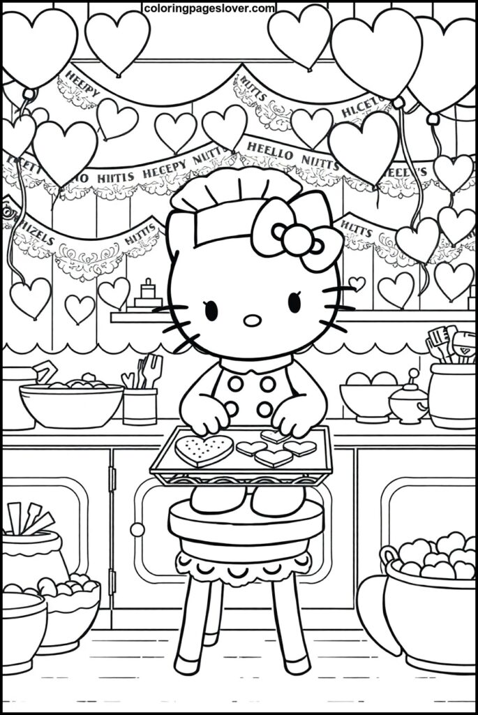 Hello Kitty Valentine Coloring Pages