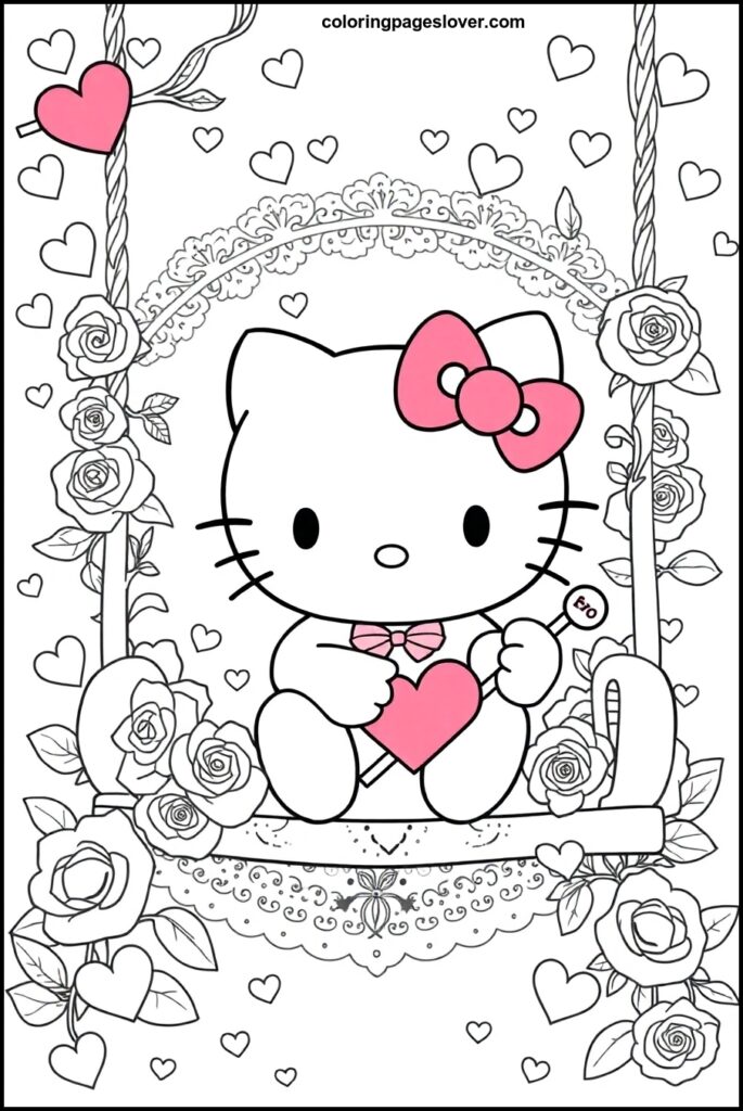 Hello Kitty Valentine Coloring Pages
