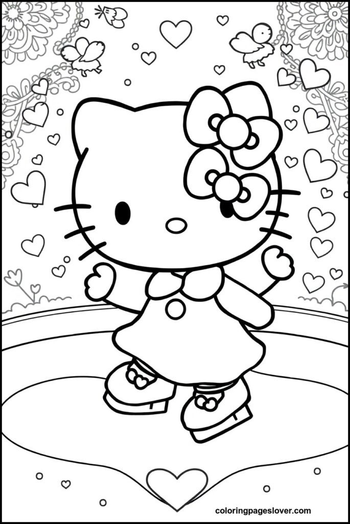 Hello Kitty Valentine Coloring Pages