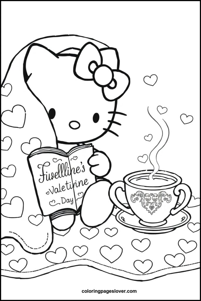 Hello Kitty Valentine Coloring Pages