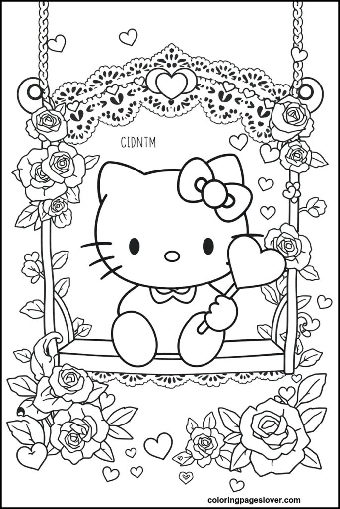 Hello Kitty Valentine Coloring Pages