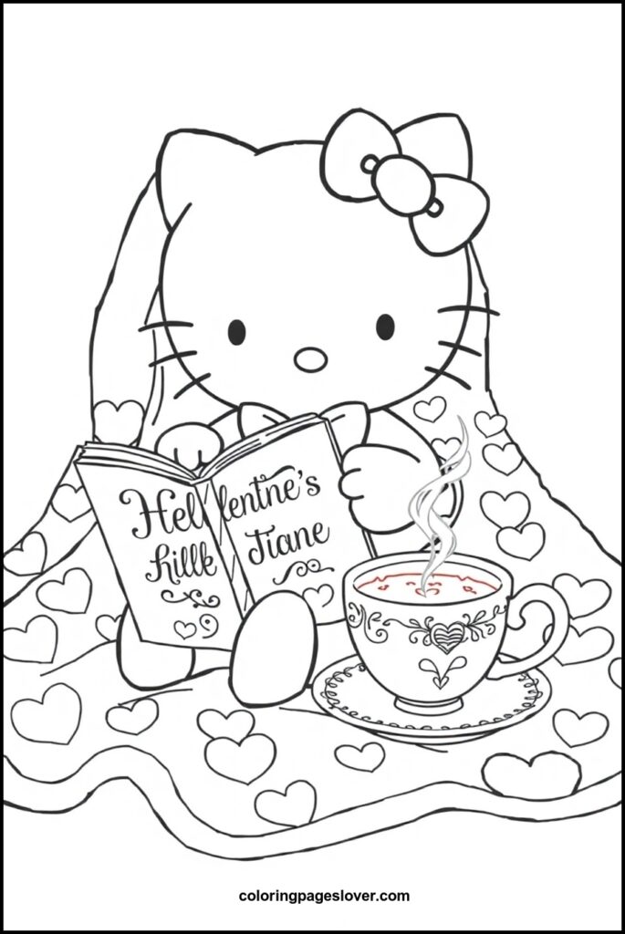 Hello Kitty Valentine Coloring Pages
