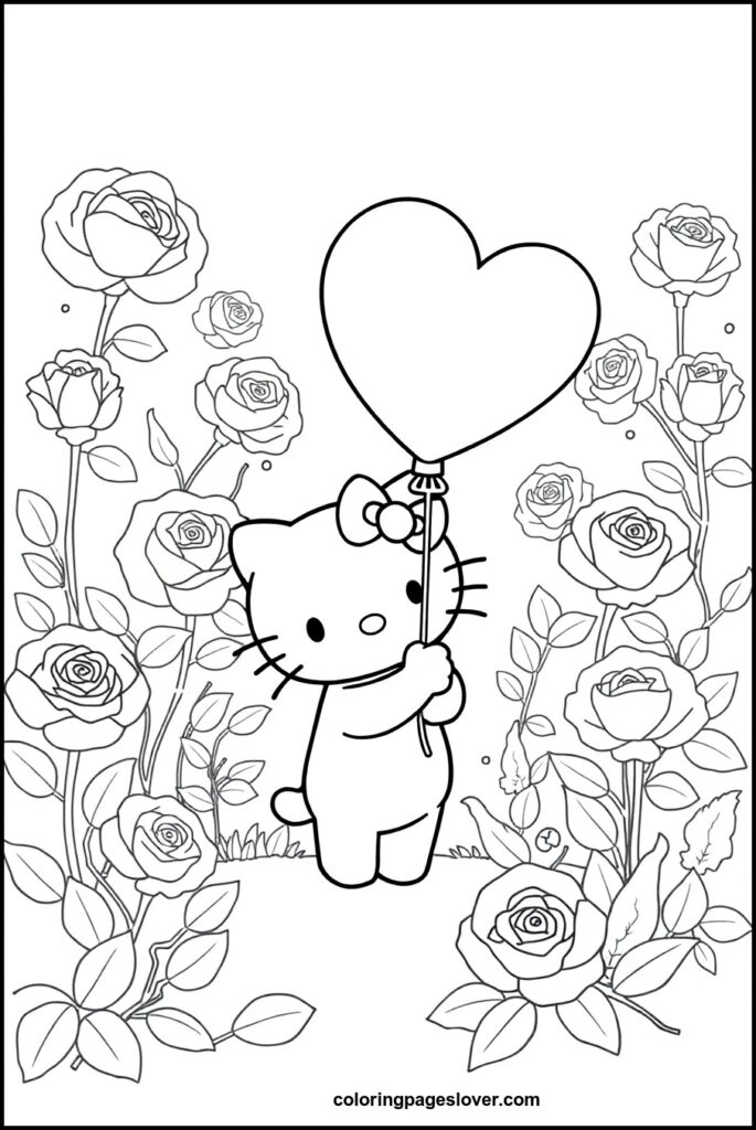 Hello Kitty Valentine Coloring Pages