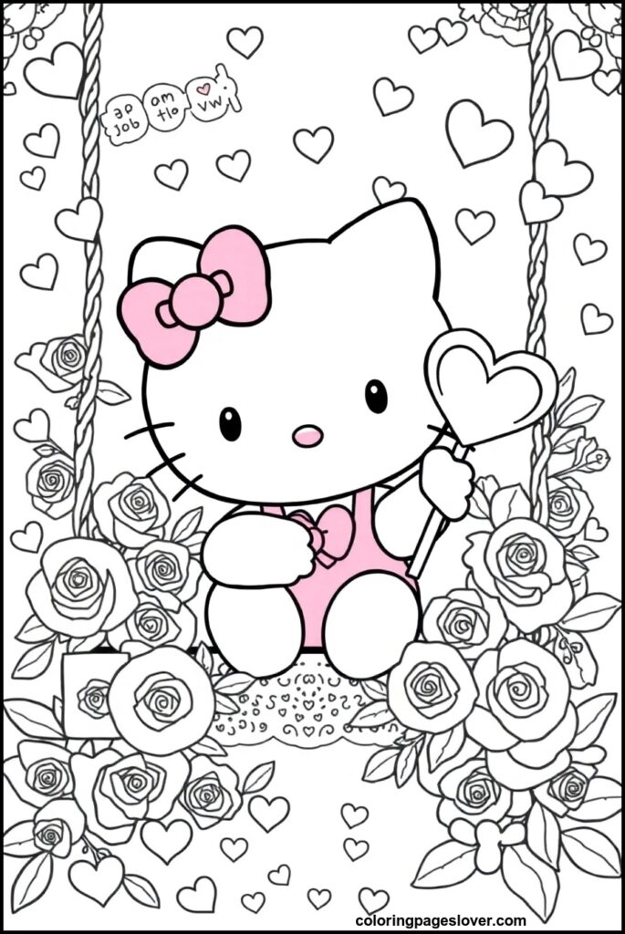 Hello Kitty Valentine Coloring Pages