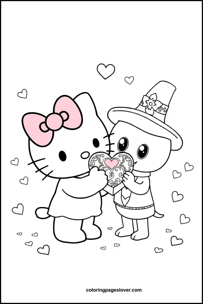 Hello Kitty Valentine Coloring Pages