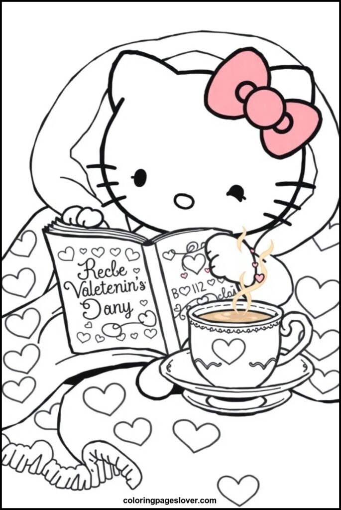 Hello Kitty Valentine Coloring Pages