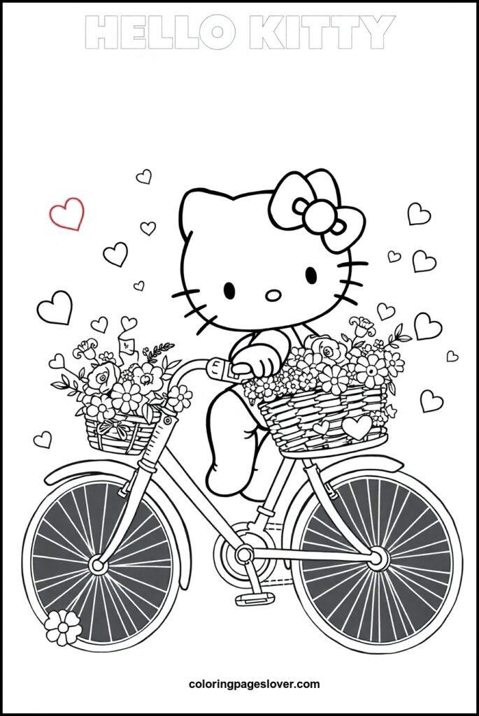 Hello Kitty Valentine Coloring Pages