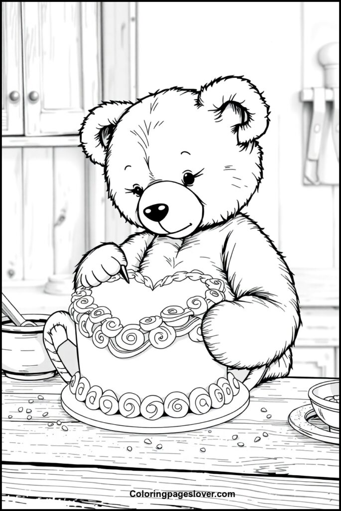 Teddy Bear with Heart Coloring Pages