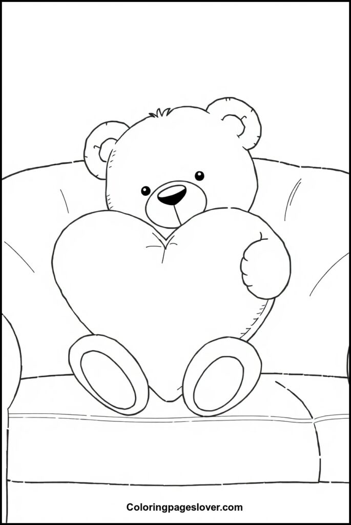Teddy Bear with Heart Coloring Pages