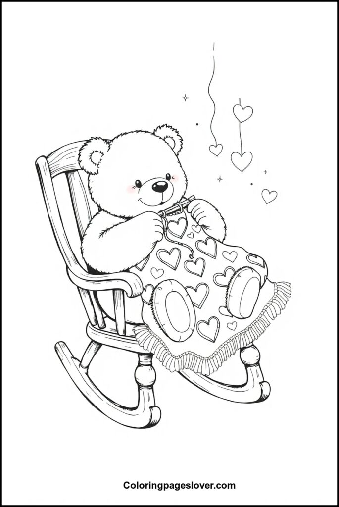 Teddy Bear with Heart Coloring Pages
