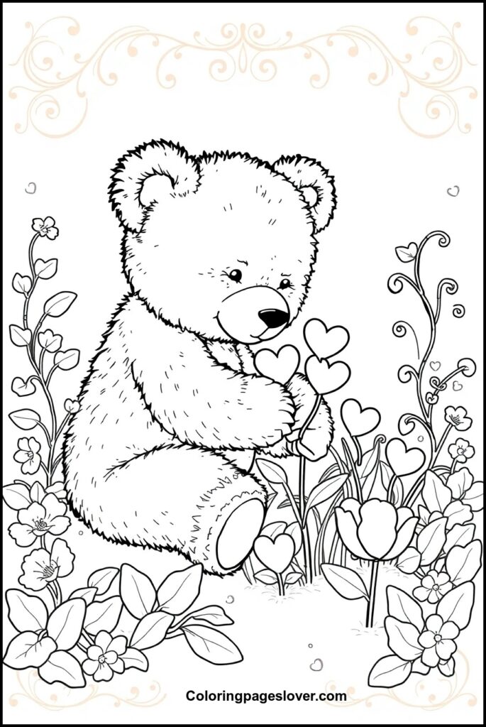 Teddy Bear with Heart Coloring Pages