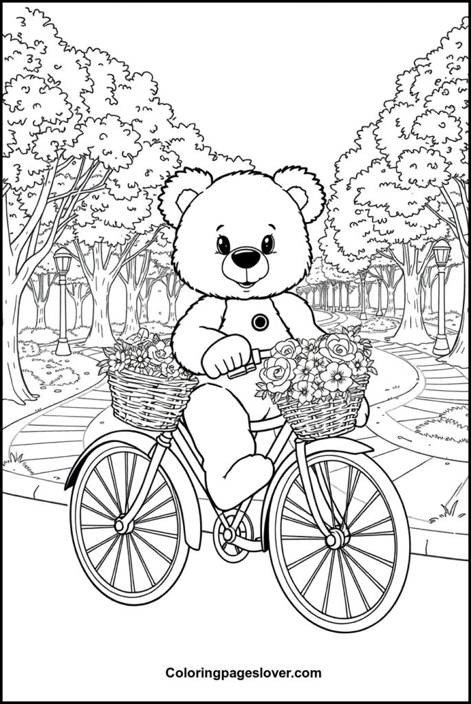 Teddy Bear with Heart Coloring Pages