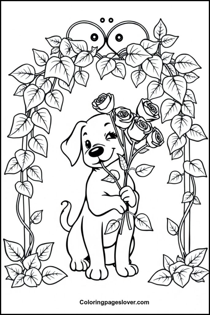 Puppy Valentine Coloring Pages