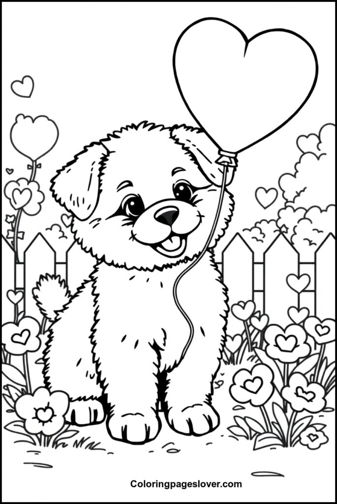 Puppy Valentine Coloring Pages