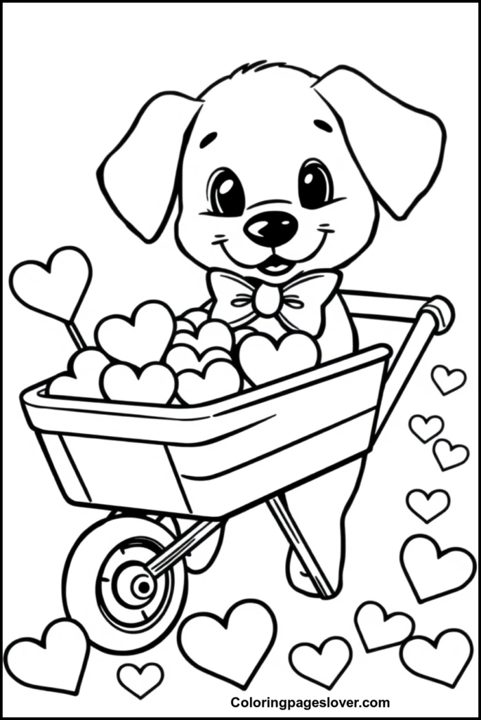 Puppy Valentine Coloring Pages