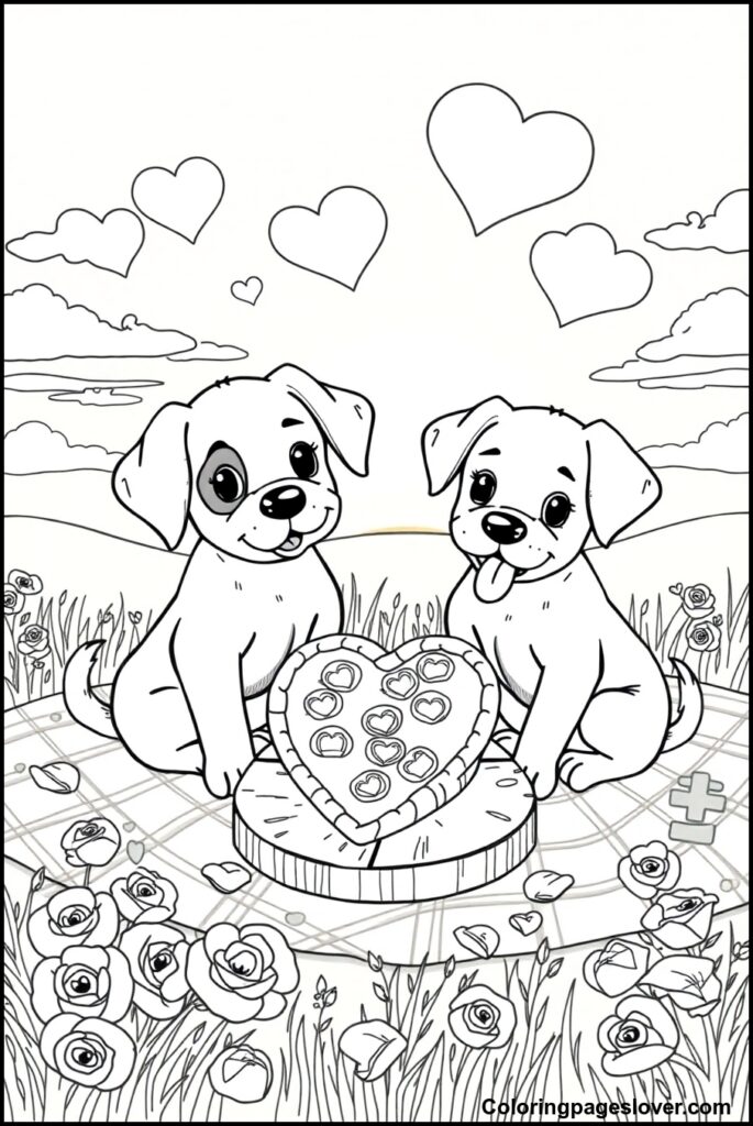 Puppy Valentine Coloring Pages