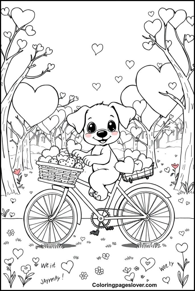 Puppy Valentine Coloring Pages