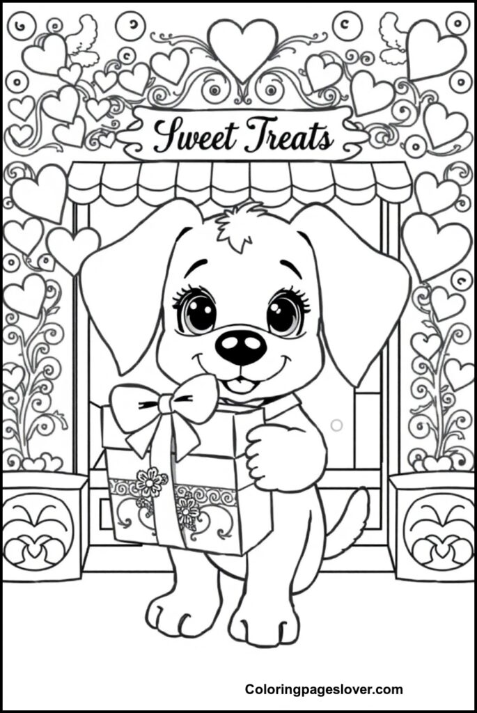 Puppy Valentine Coloring Pages