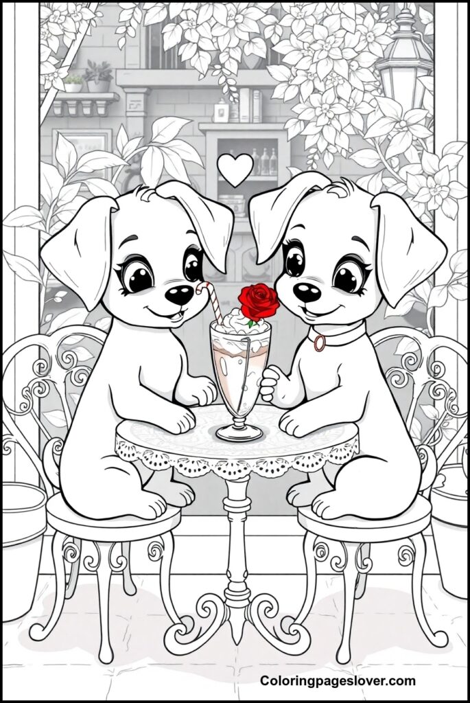 Puppy Valentine Coloring Pages
