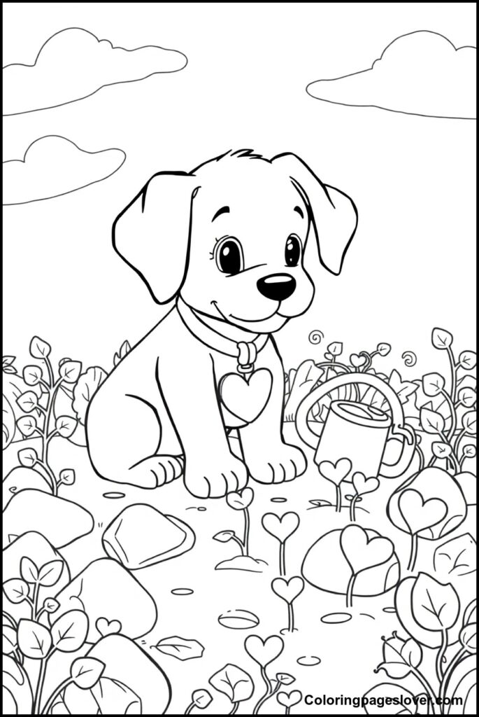 Puppy Valentine Coloring Pages