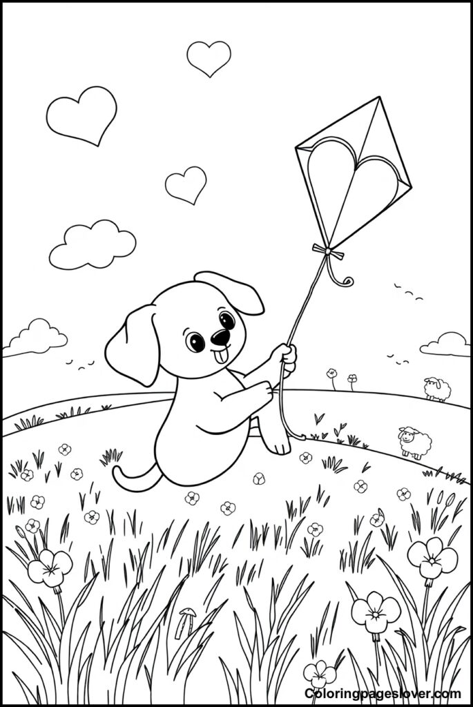 Puppy Valentine Coloring Pages